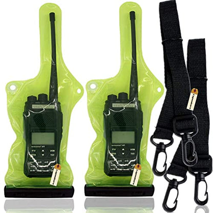 Lsgoodcare 5Pcs Portable Two Way Radio Waterproof Rainproof Bag Case Pouch Compatible with Motorola Kenwood Midland UV-3R UV-5R PX-888 Walkie Talkie Radio,5 Inch x 13.8 Inch, Green - color: green-5ps