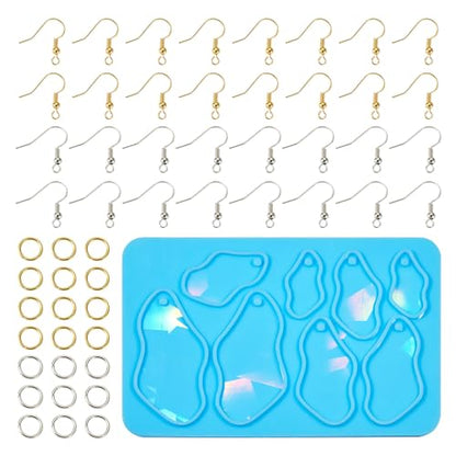 Elecrelive Geometry Earring Silicone Molds Jewelry Casting Molds Resin Pendant Casting Mould with Ear Hooks for Women DIY Craft Pendants Necklace Key Chains - color: Blue