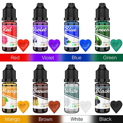 Silicone Rubber Pigment, 8 Colors Liquid Silicone Coloring Dye Vibrant