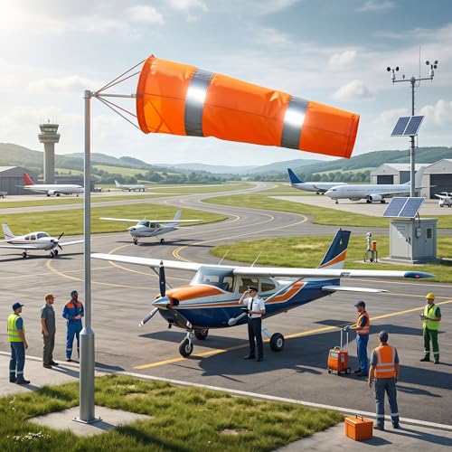 HEEPDD Airport Windsock, 15. Orange Fluorescent Wind Direction Measurement Sock with Reflective Belt for Outdoor Use
