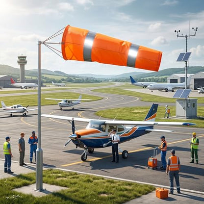 HEEPDD Airport Windsock, 15. Orange Fluorescent Wind Direction Measurement Sock with Reflective Belt for Outdoor Use