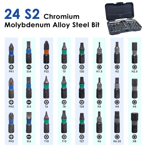24 in 1 Magnetic Ratchet Screwdriver Set, Multi Precision Repair Tool Kits