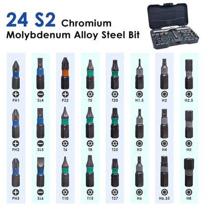 24 in 1 Magnetic Ratchet Screwdriver Set, Multi Precision Repair Tool Kits