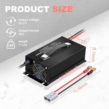 24V 40A Lithium Battery Charger 29.2V Charger with LED Indicator - size: 29.2V 40A Charger