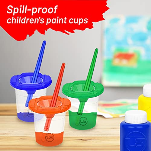 Paint Cups with Lids for Kids 10 No Spill Paint Containers, Paintbrushes - size: 10 Pack