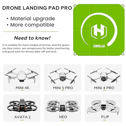 STARTRC Drone Landing Pad 22 inch Foldable & Waterproof with Wipe-clean Surface, Drone Accessories for DJI Mini 5 Pro/4/3/Mini 4k/NEO 2/Avata 360/Lito X1/Mavic 4 pro/Air 3s, for Skyrover X1/S1 Landing Pad Weighted with Stakes(55cm) - color: Sky blue-green