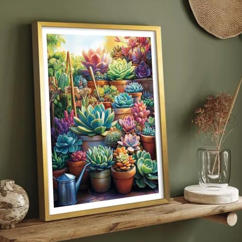 ICYANART Succulent Paint by Numbers Kit for Adults Beginner Plant Lover - color: Succulent