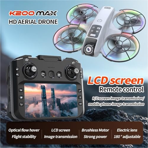 K200 Big Brushless Motor Drone, Screen Controlle, Two-batteries. - color: 2 batteries - Gray