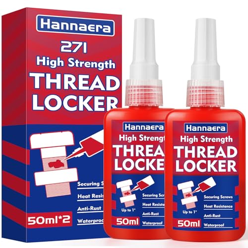 Thread Locker 271, Threadlocker, High Strength Red Thread Lock, Lock & Seal Nuts, Bolts, Fasteners and Metals, Against Losening and Leakage (50 mlx2)