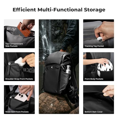 K&F CONCEPT Camera Backpack, 40L Large Capacity Camera Bag - color: Black, size: X-Large
