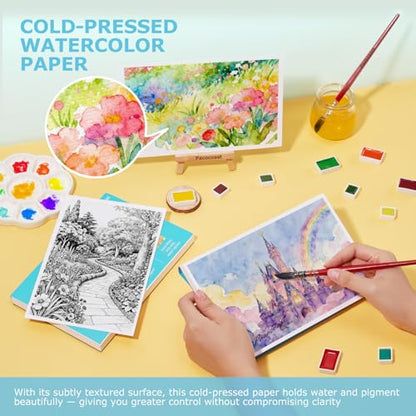 Pacocoast Small Watercolor Sketchbook 5.5"x8.5", 30 Sheets 140lb/300gsm - color: Teal, size: 5.5"x8.5"