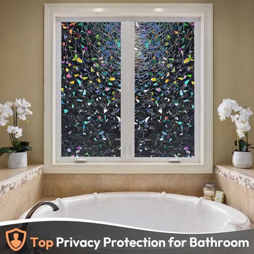 Haton Rainbow Blackout Window Film, Total Light Blocking 17.5" x 78.7" - color: Black, size: 17.5" x 78.7"