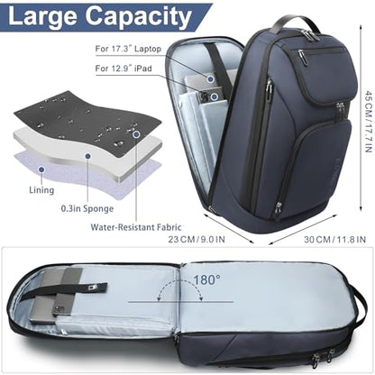 hk Business Smart Backpack for Men Anti-Theft for 17.3 Inch Laptop - color: Blue