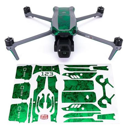 WRAPGRADE Skin Sticker for DJI Air 3S Accent Color Sticker (Emerald Skull) - color: Emerald Skull