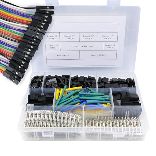 Jumper Wire Connector Kit for Dupont 2.54mm 1/2/3/4/5/6P Connector Housing Male/Female Pin Connector 26AWG Colored Wire Suitable for Electronic Products (Terminal Set 1400 pcs) - style: Terminal Set 1400 pcs