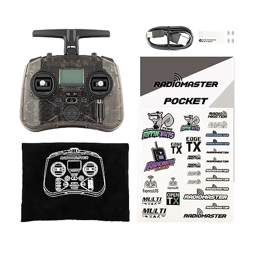 Radiomaster Pocket ELRS Hall Gimbal Transmitter Remote Control Portable Lightweight Built in LED Light Foldable Antenna（Black Mode 2）
