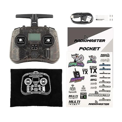 Radiomaster Pocket ELRS Hall Gimbal Transmitter Remote Control Portable Lightweight Built in LED Light Foldable Antenna（Black Mode 2）