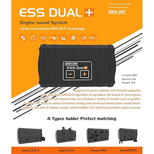 ESS Dual Engine Sound Simulator System for Axial SCX10/SCX10 II Traxxas TRX4 Axial Wraith (Dual+Engine)