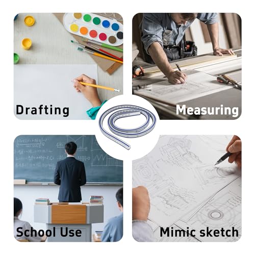 36 Inch Flexible Curve Ruler Graduated Rulers with Inking Edge, Double Side Scale Ruler for Drawing, Pattern Making, Engineering, and Stencil Work - style: 36 Inch