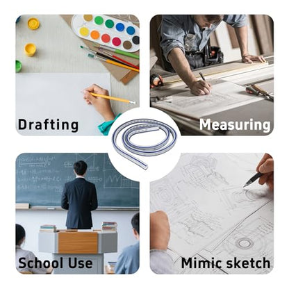 36 Inch Flexible Curve Ruler Graduated Rulers with Inking Edge, Double Side Scale Ruler for Drawing, Pattern Making, Engineering, and Stencil Work - style: 36 Inch