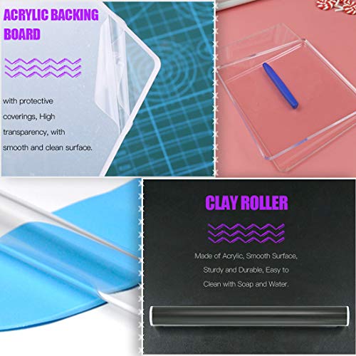 Swpeet 21Pcs Modeling Clay Sculpting Tools Kits, Handle Double-Sided Set, Dual-Ended Design Pottery Tools, Plastic Ball Rod Stylus Modeling Tools, Clay Roller, Clay Scarper for Modeling Clay
