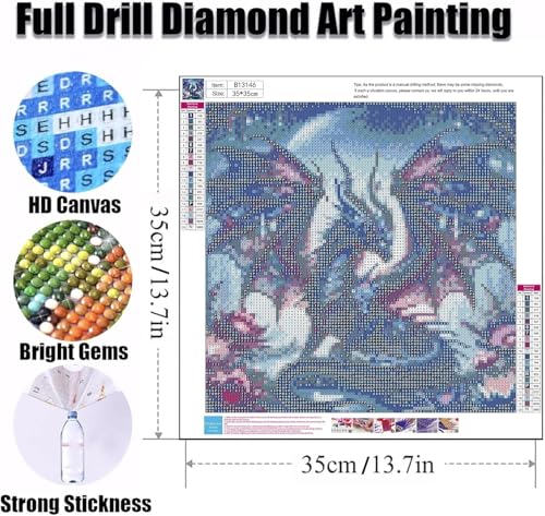 Ekuxom 3 Pack Diamond Art Kits for Adults-Dragon Diamond Painting - color: Dragon