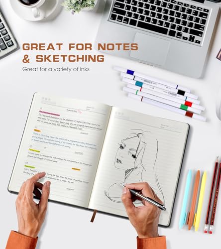 Biuwory B5 Leather Journal Notebook, 256 Lined Pages, Hardcover 7.8"×10.2" - color: Black, size: Lined-256 Pages (7.8"×10.2")