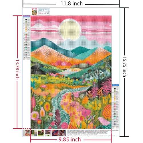 GCEOSINI Diamond Art Kits for Adults Mountain Flower Gem Art