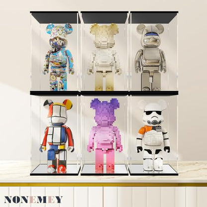 NONEMEY Clear Acrylic Display Case with Remote Control Light for 400% Bearbrick, Dustproof Model Showcase Organizer Box, Display Case for Collectibles Bearbrick (6×4.7×12.6inch,15×12×32cm) - size: 5.9×4.7×12.6 inch, 15×12×32 cm