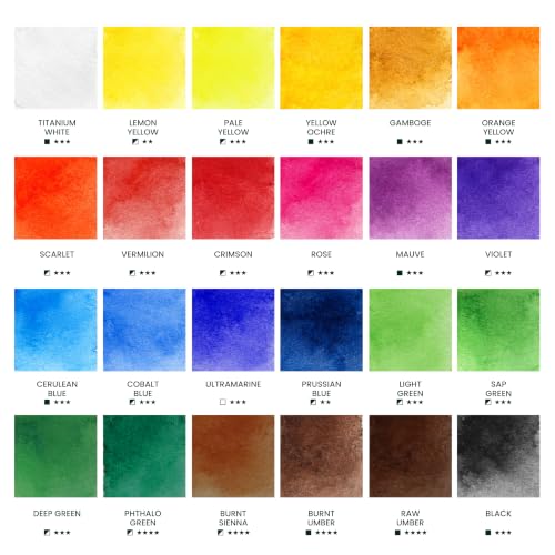MyArtscape Watercolor Paint Set - 24 x 12ml Watercolor Paint Tubes
