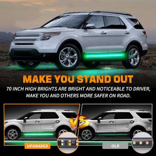 XRIDONSEN 2PCS 60 inch Running Board Strobe Lights Green Emergency Lights - color: Green