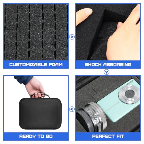 Hard Storage Case 7.1×5.5×3'' with DIY Custom Foam for Electronics Devices - size: 7.1 x 5.5 x 3 in