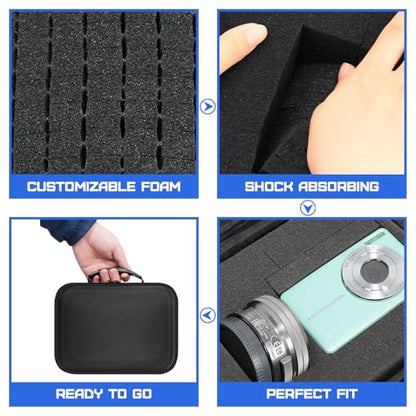 Hard Storage Case 7.1×5.5×3'' with DIY Custom Foam for Electronics Devices - size: 7.1 x 5.5 x 3 in