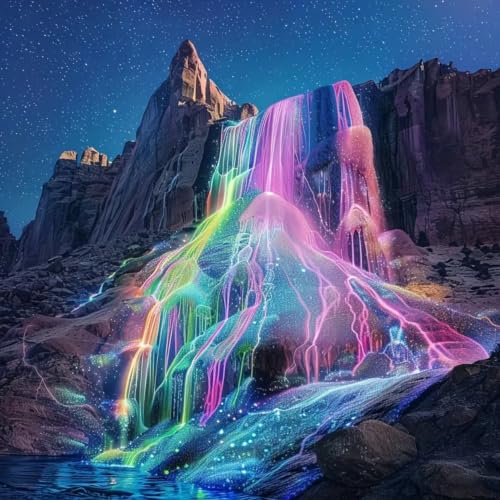 Rainbow Waterfall Diamond Painting Kit for Adults,Fantasy Diamond Art Kit - color: KM1313-1