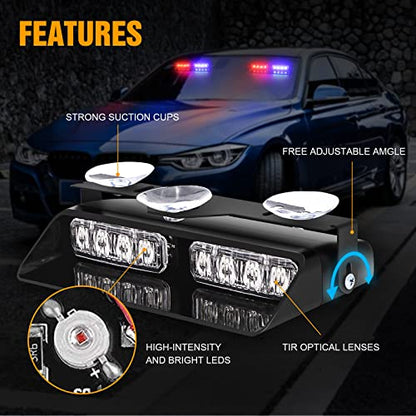XRIDONSEN 2 in1 Dash Strobe Lights Interior Windshield Lights - color: Red/Blue