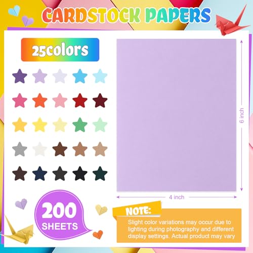Geyoga 200 Sheets Colored Cardstock Paper,Mixing,4 x 6 Inch - color: Mixing