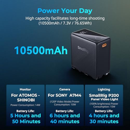 SMALLRIG NP-F970 USB-C Battery, 10500mAh 3.5H Fast Charged NPF Battery - color: Black