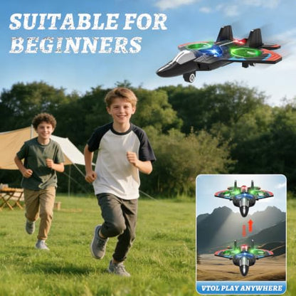4DRC V32 Foam RC Airplane Drone with 3 Batteries, 60 Mins Long Flight RC Plane Helicopter Fighter Jet for Kids Adults 8-16, 360° Flip Stunt RC Airplane Helicopter, Toy Gift for Boys Beginners - color: Orange-3 Batteries