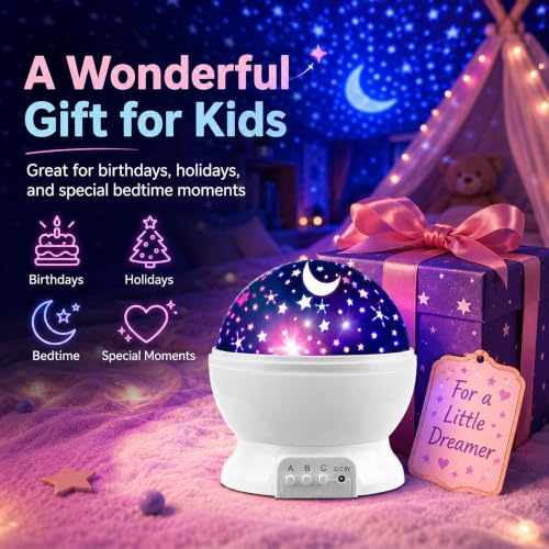 Star Projector Night Light for Kids | Kids Night Light Projector - color: White
