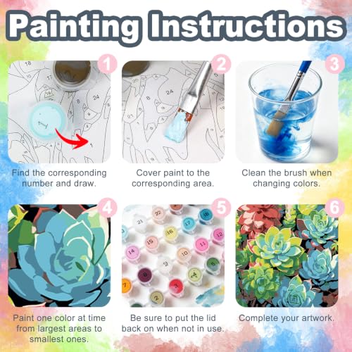 Succulents Framed Paint by Numbers Kit for Adults Beginner 10x10 inch - color: Frame-OP-US14