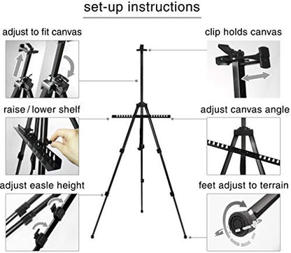 VViViD Aluminum Adjustable Light-Weight Portable Display Easel w/Black Nylon Carrying Case (64") - size: 64"