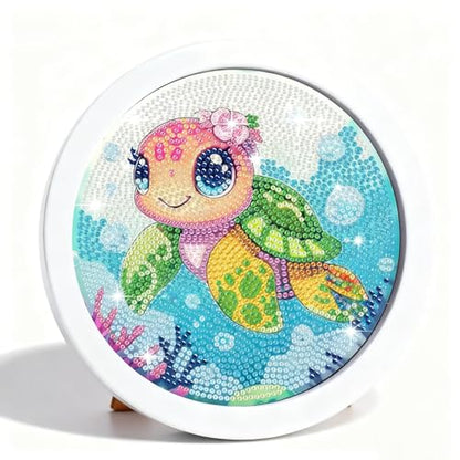 Gemozaic Sea Turtle Diamond Art Kits for Kids Ages 6-8-12, Round Frame - color: CC1022