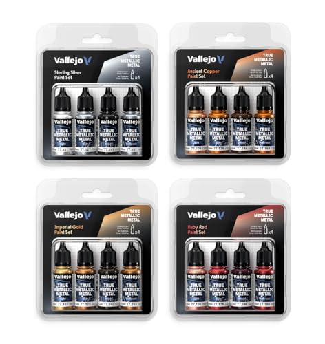 Vallejo - Ancient Copper Set, True Metallic Metal, 4 Bottles x 0.6 fl.oz. - color: Ancient Copper