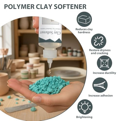 2 * 120ml Polymer Clay Softener,Revives Hardened Clay & Adds Shine