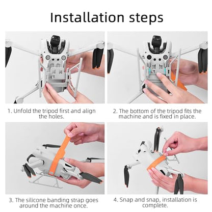 Foldable Landing Gear For DJI Mini 3 PRO/Mini 3 Drone Extension Leg Increased 25mm With Silicone Banding Strap Support Stand Tripod UAV Camera Drones Accessory - color: Gray