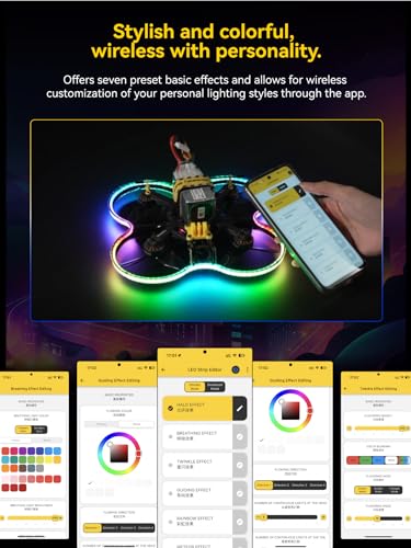 SpeedyBee Meteor FPV Drone LED Lights Strip-Wireless Configuration Light with Length Flexibility Multi-Colors for 2.5 3 3.5 Inch Cinewhoop FPV Frame Flight Controller