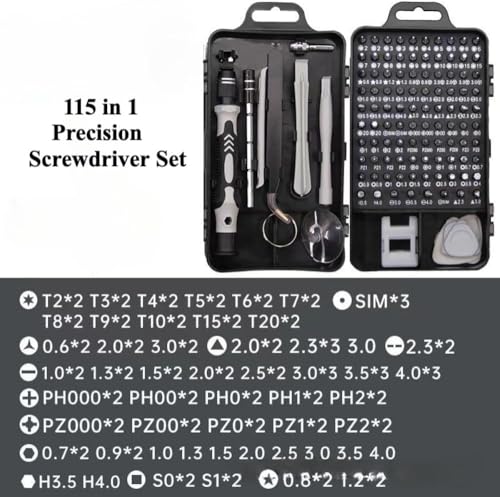 115-in-1 Precision Computer Screwdriver Kit, Laptop Screwdriver Sets with 98 Magnetic Drill Bits, Computer Accessories, Electronics Tool Kit Compatible for Tablet, PC, Phone, PS4 Repair - color: Gray1
