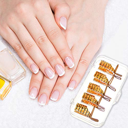 Blulu 20 Pcs Nail Extension Forms, Reusable UV Gel Guides, Gold, Silver - color: Gold, Silver