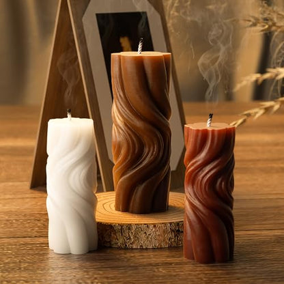 2 Pack Spiral Wave Resin Casting Molds - Silicone for 3D Animal Candle Making - color: column-wave-2-pack-32823