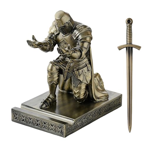 Medieval Templar Vanguard Officer Knight Pen Holder Desk Organizers Bronze - color: Bronze